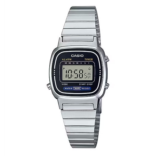 Casio Ladies Watch Digital Vintage Classic Flat Link Black