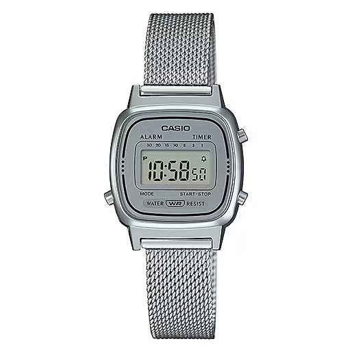 Casio Ladies Watch Digital Vintage Classic Milanese Silver