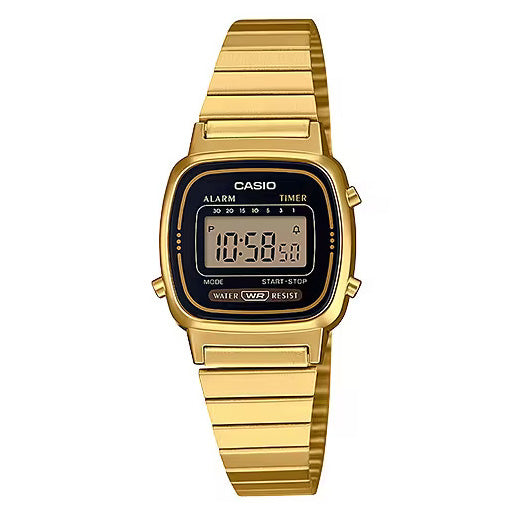 Casio Ladies Watch Digital Vintage Classic Flat Link Gold