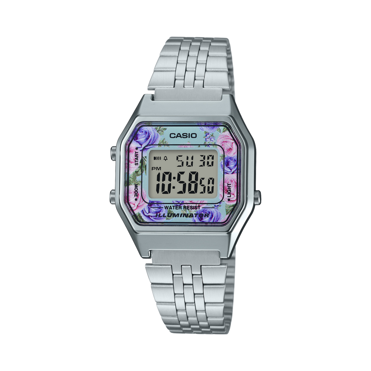 Casio Vintage Silver Floral Unisex Digital Watch