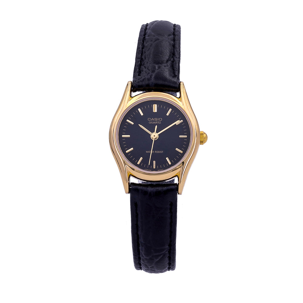 Casio Women’s Black Gold Leather Watch