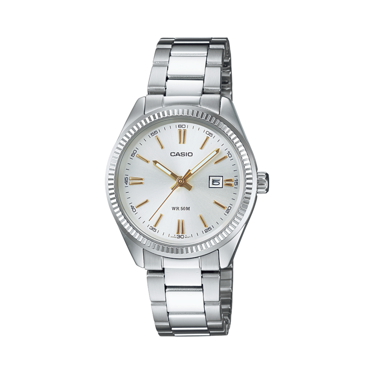 Casio Ladies' White Silver Date Watch