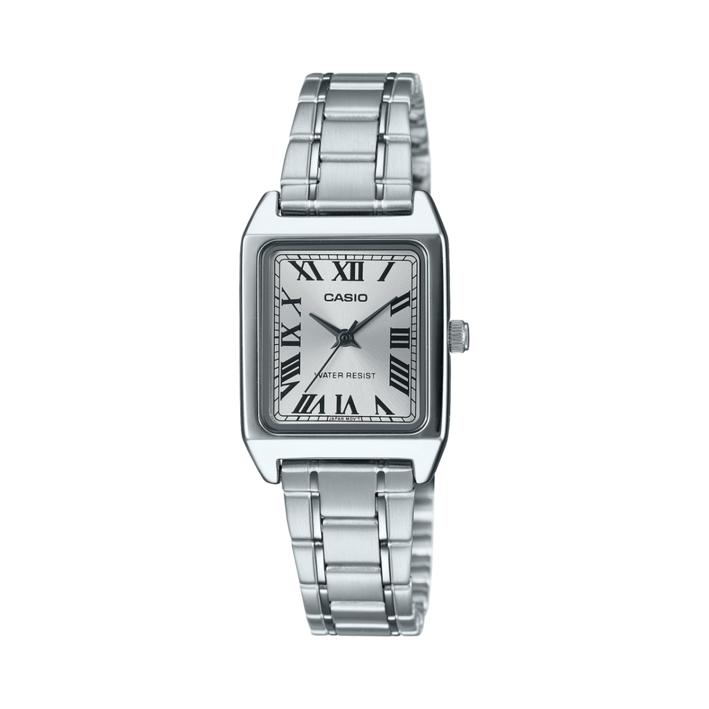 Casio Ladies' 22mm Rectangular Silver Stainless Steel Watch