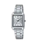 Casio Ladies' 22mm Rectangular White Stainless Steel Watch