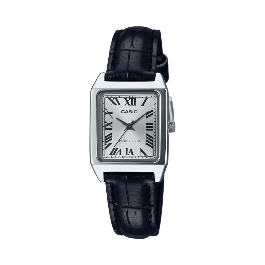 Casio Ladies' 22mm Rectangular White Leather Watch