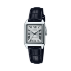 Casio Ladies' 22mm Rectangular White Leather Watch