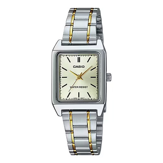 Casio Ladies Quartz Dress Watch 31mm Rectangular Two Tone Gold