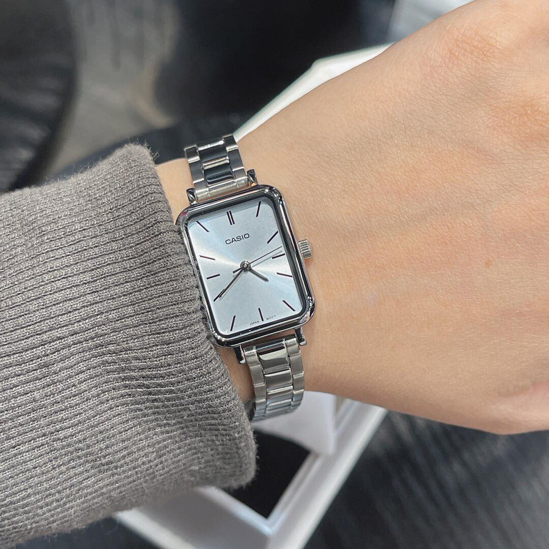 Casio Ladies Watch 21mm Slim Light Blue Rectangular