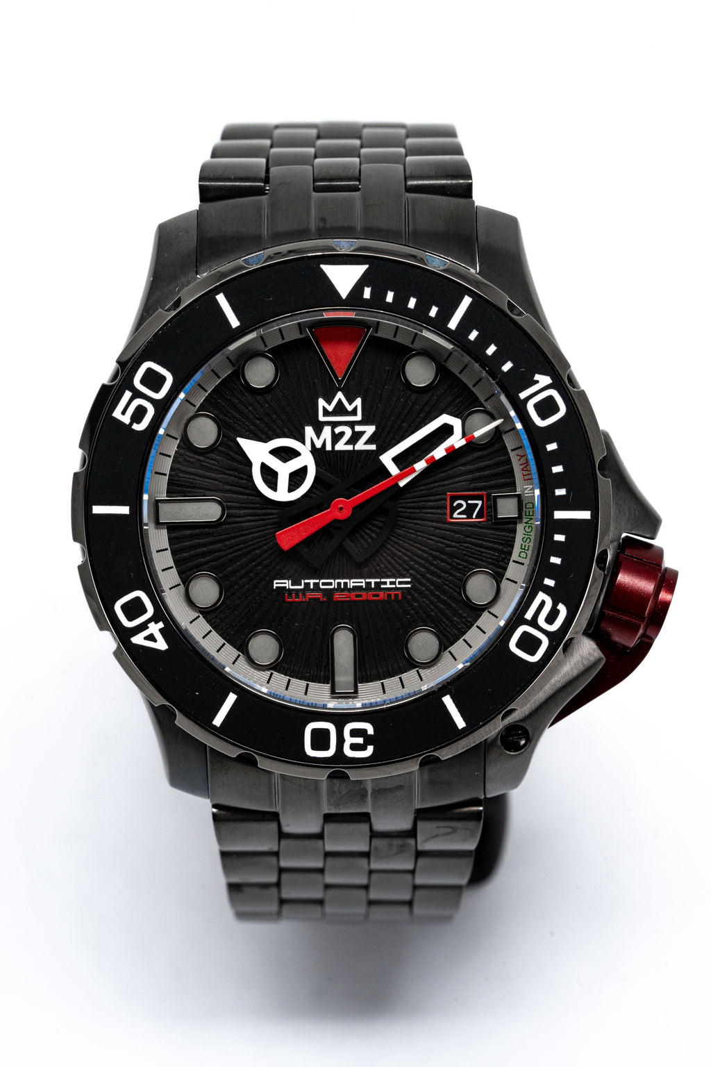 M2Z Men's Watch Diver 200 Plated Bracelet Black