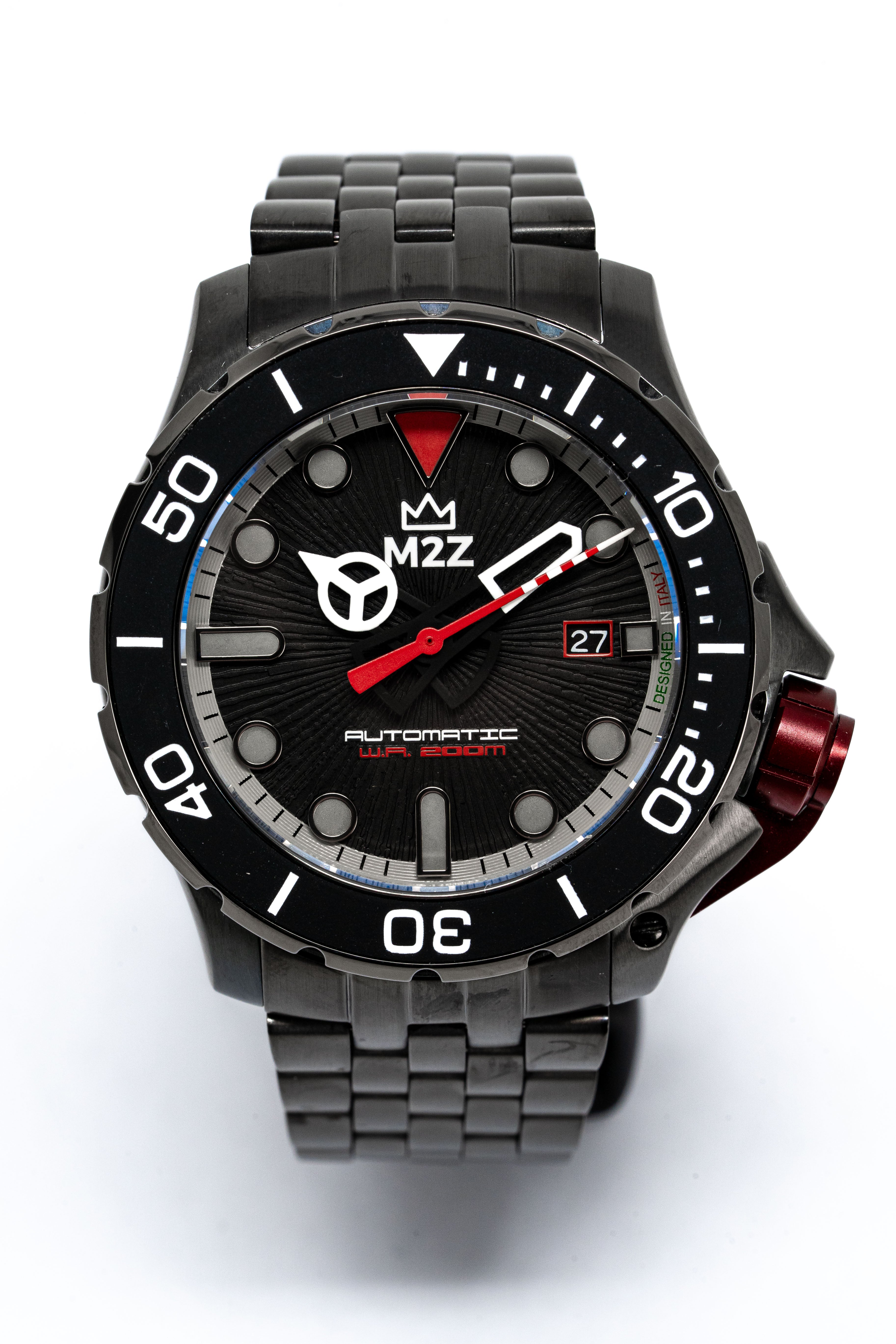 M2Z Men's Watch Diver 200 Plated Bracelet Black