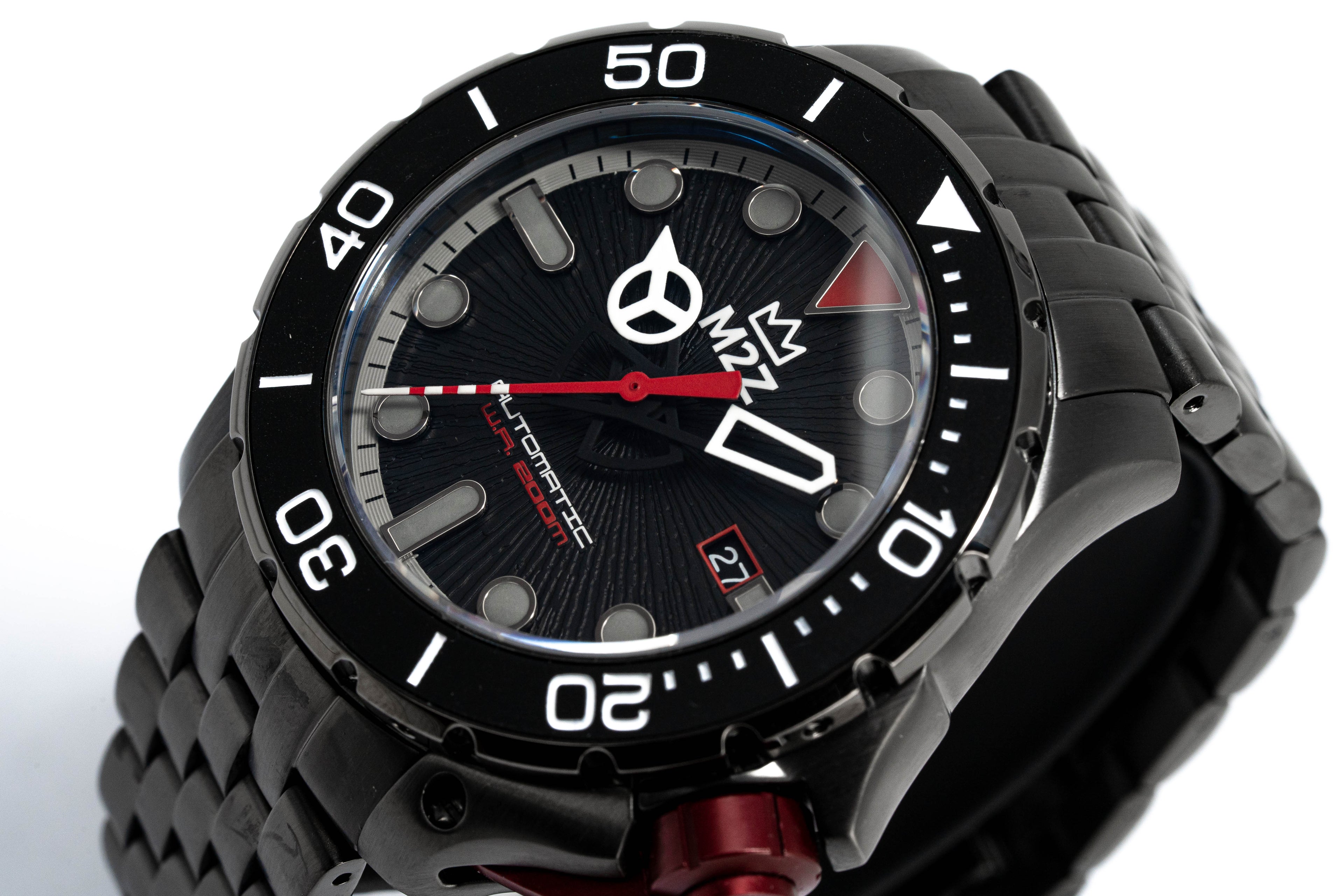 M2Z Men's Watch Diver 200 Plated Bracelet Black