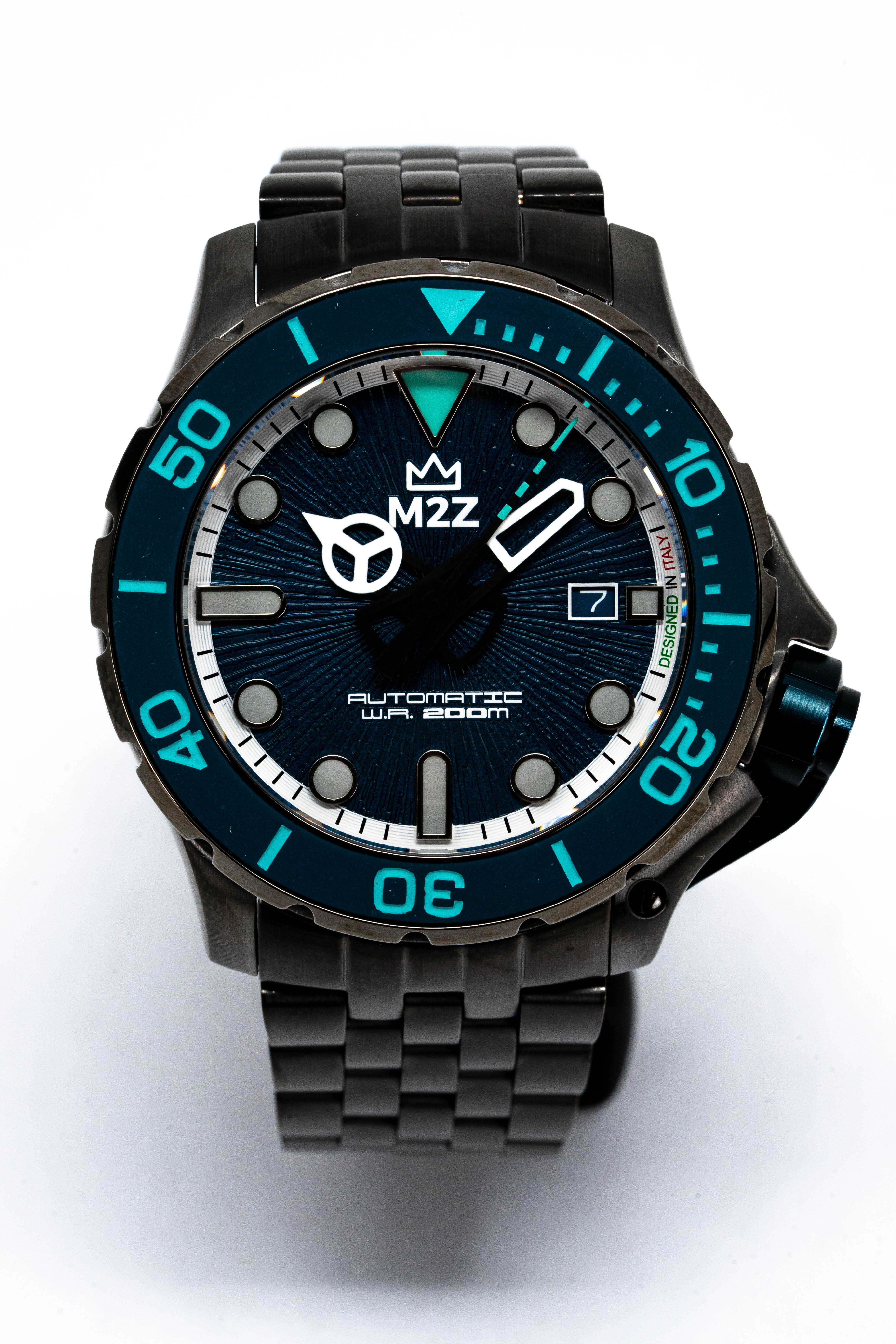 M2Z Men's Watch Diver 200 Plated Bracelet Teal