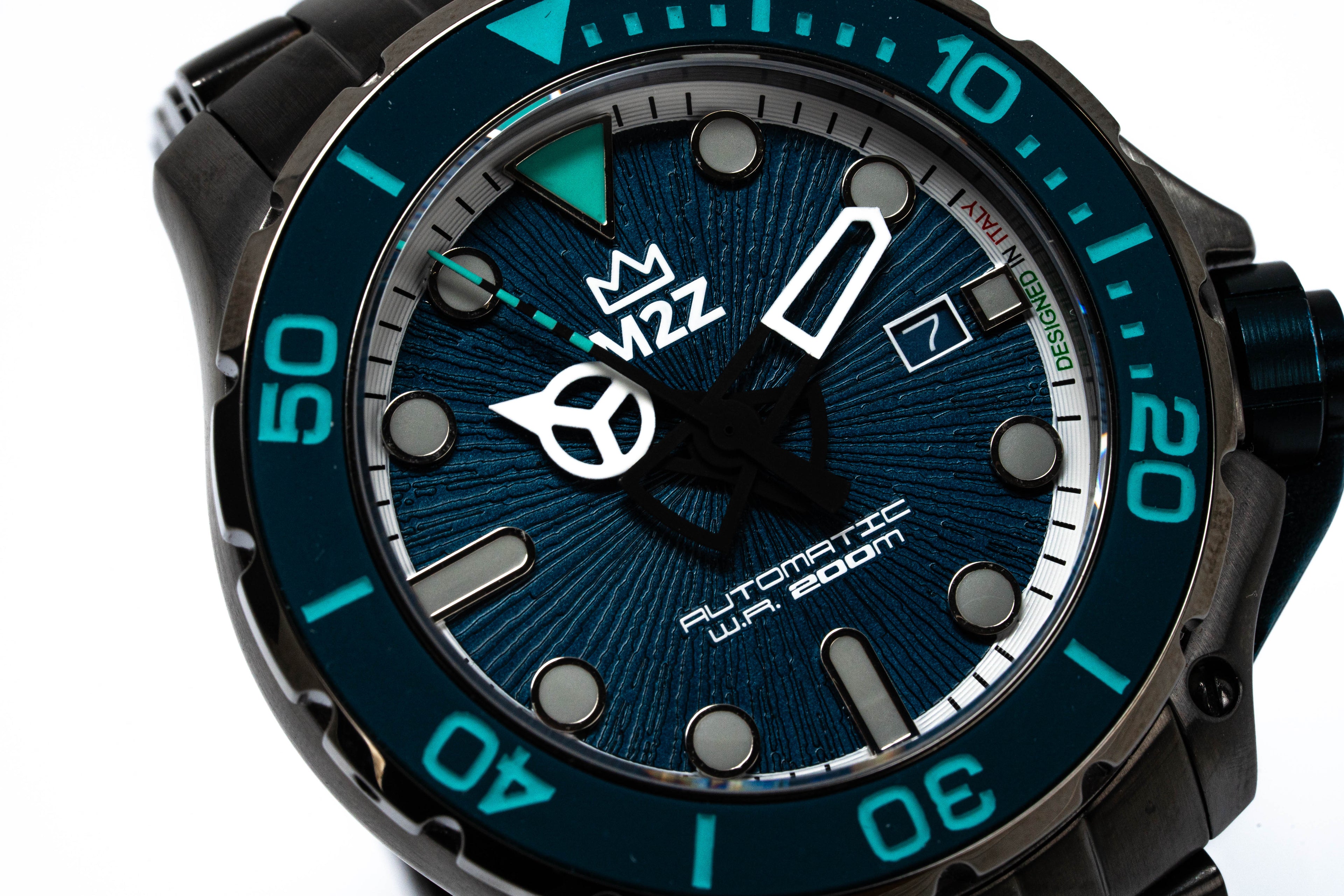 M2Z Men's Watch Diver 200 Plated Bracelet Teal