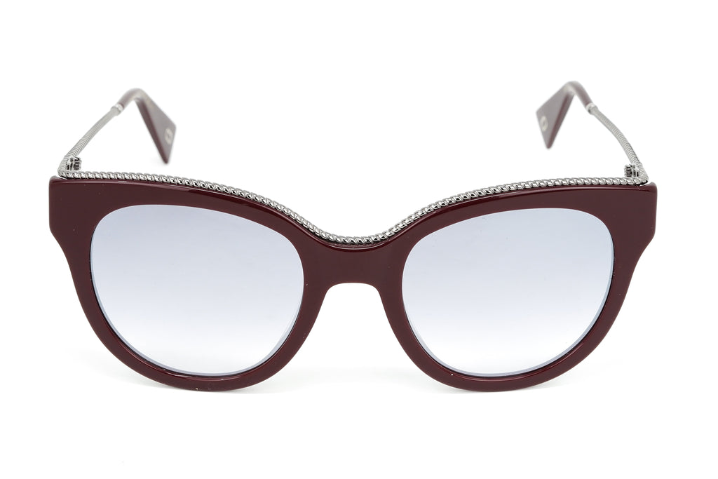 Marc Jacobs Women's Round Sunglasses Dark Red Mirrored Grey