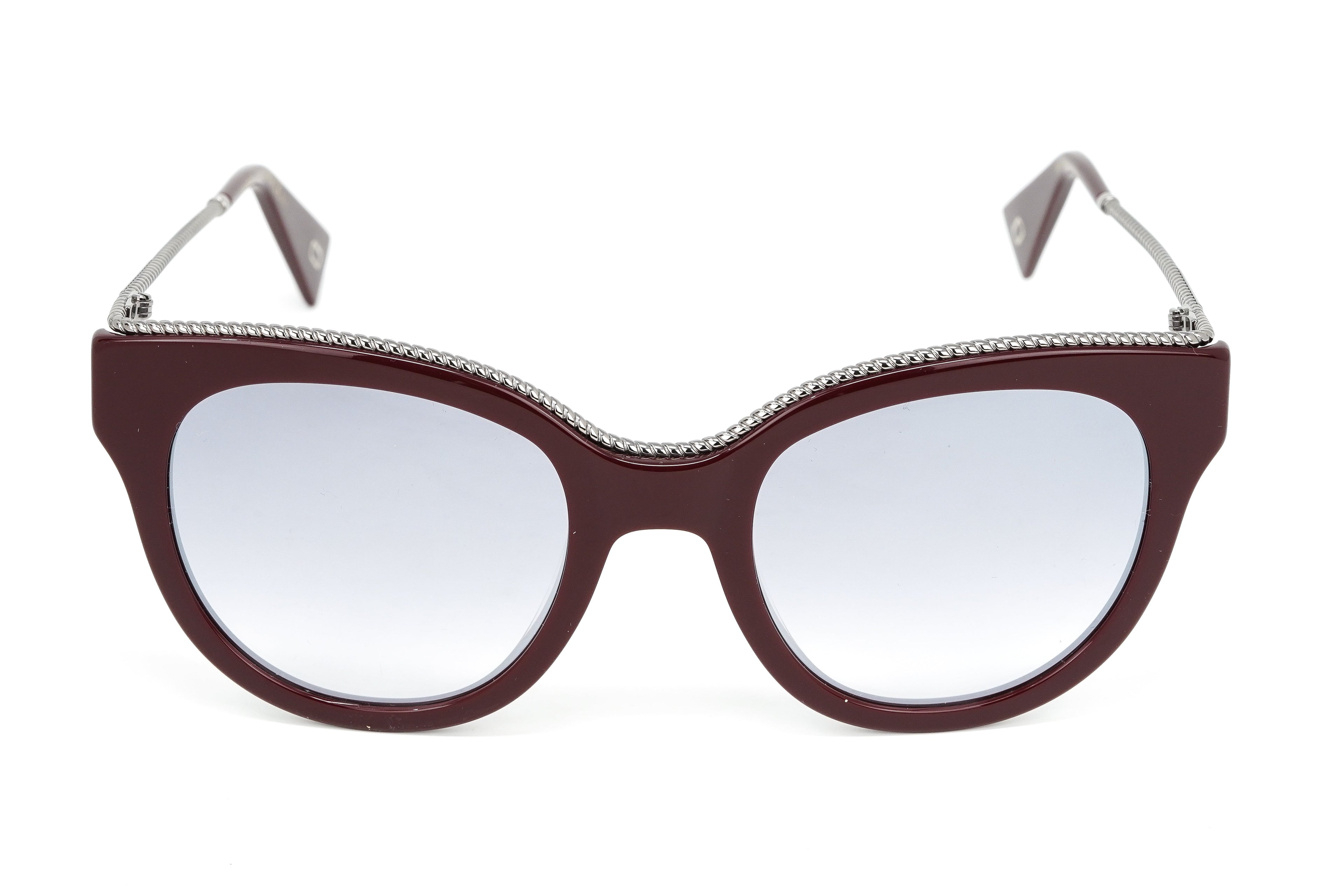 Marc Jacobs Women's Round Sunglasses Dark Red Mirrored Grey