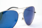 Matthew Williamson Unisex Aviator Sunglasses Steel Blue Mirror
