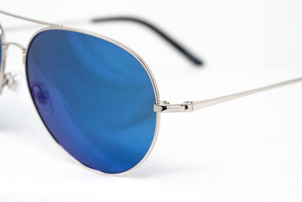 Matthew Williamson Unisex Aviator Sunglasses Steel Blue Mirror