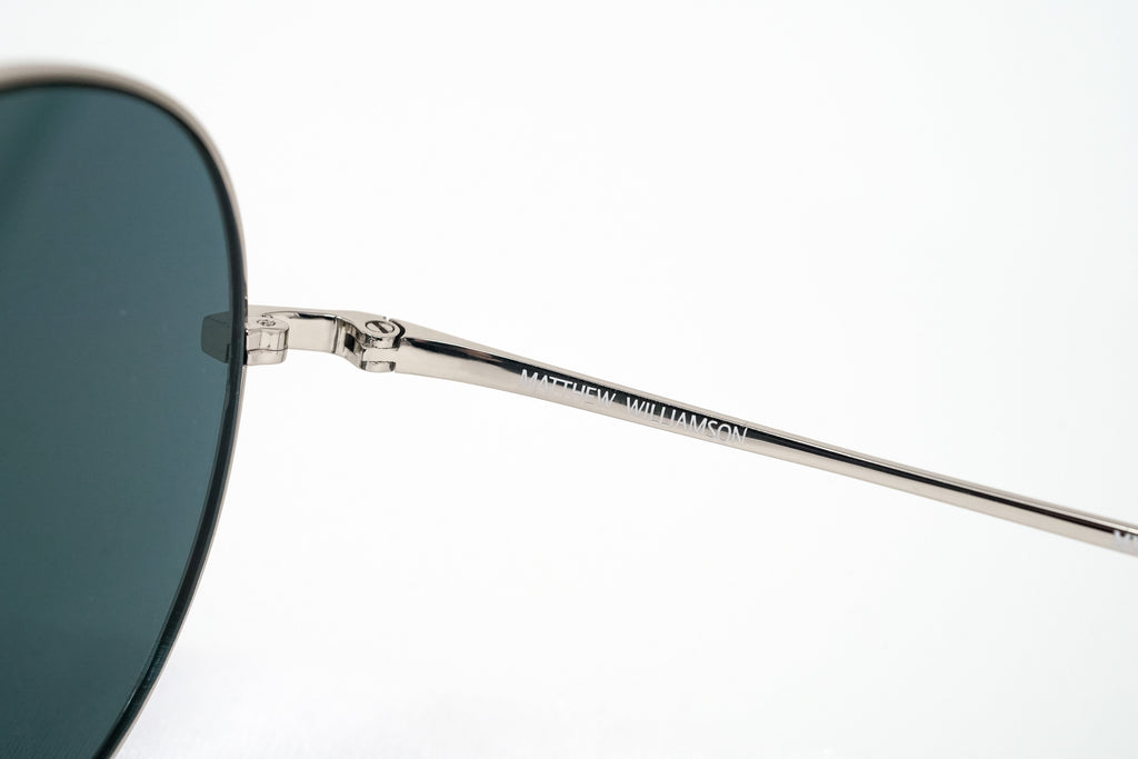 Matthew Williamson Unisex Aviator Sunglasses Steel Blue Mirror