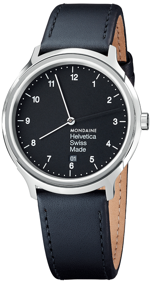 Mondaine Watch Helvetica No1 Regular Silver Black