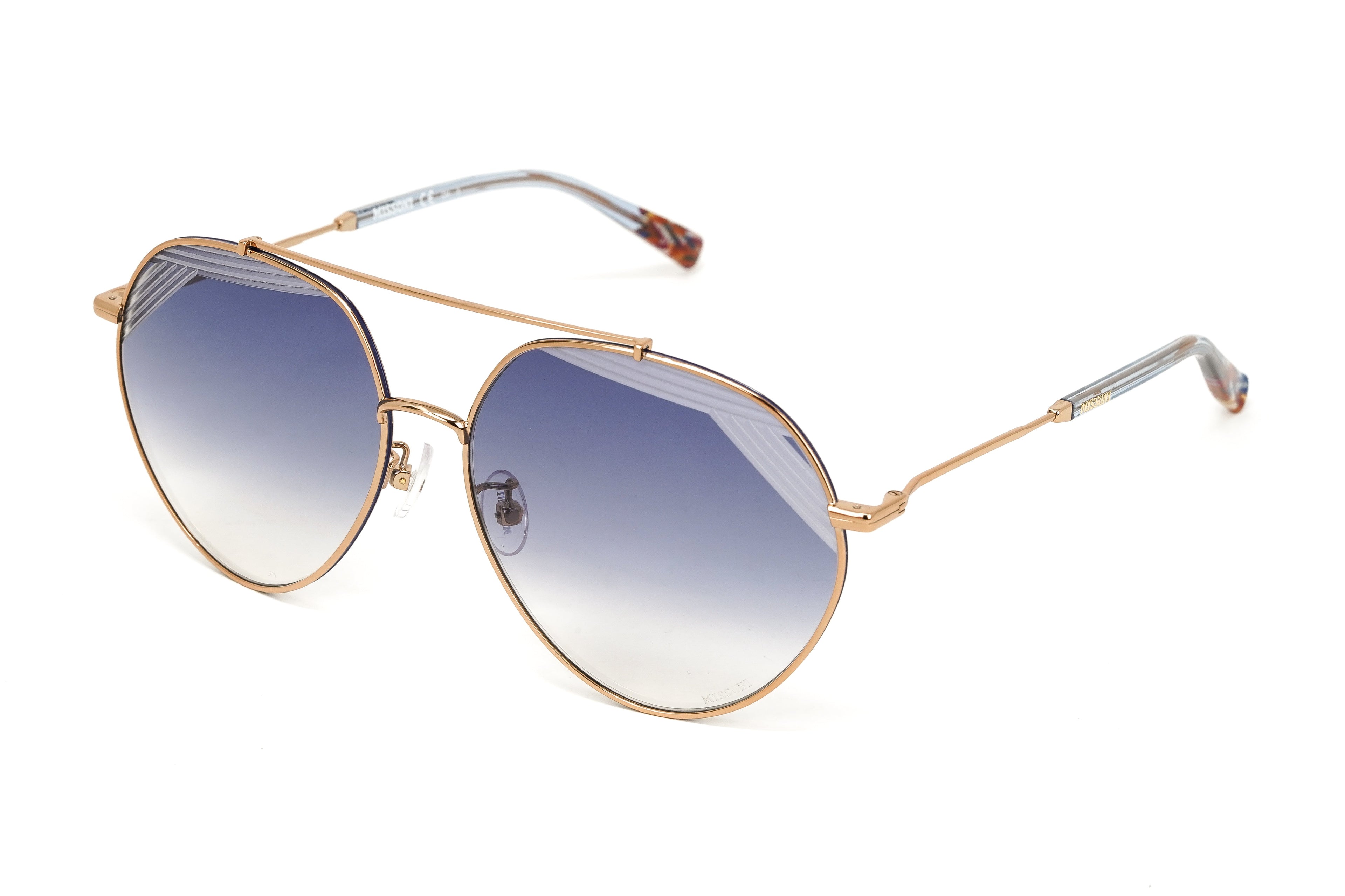Missoni Women's Sunglasses Round Pilot Gold/Blue