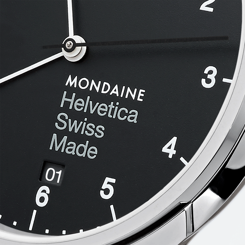 Mondaine Watch Helvetica No1 Regular Silver Black