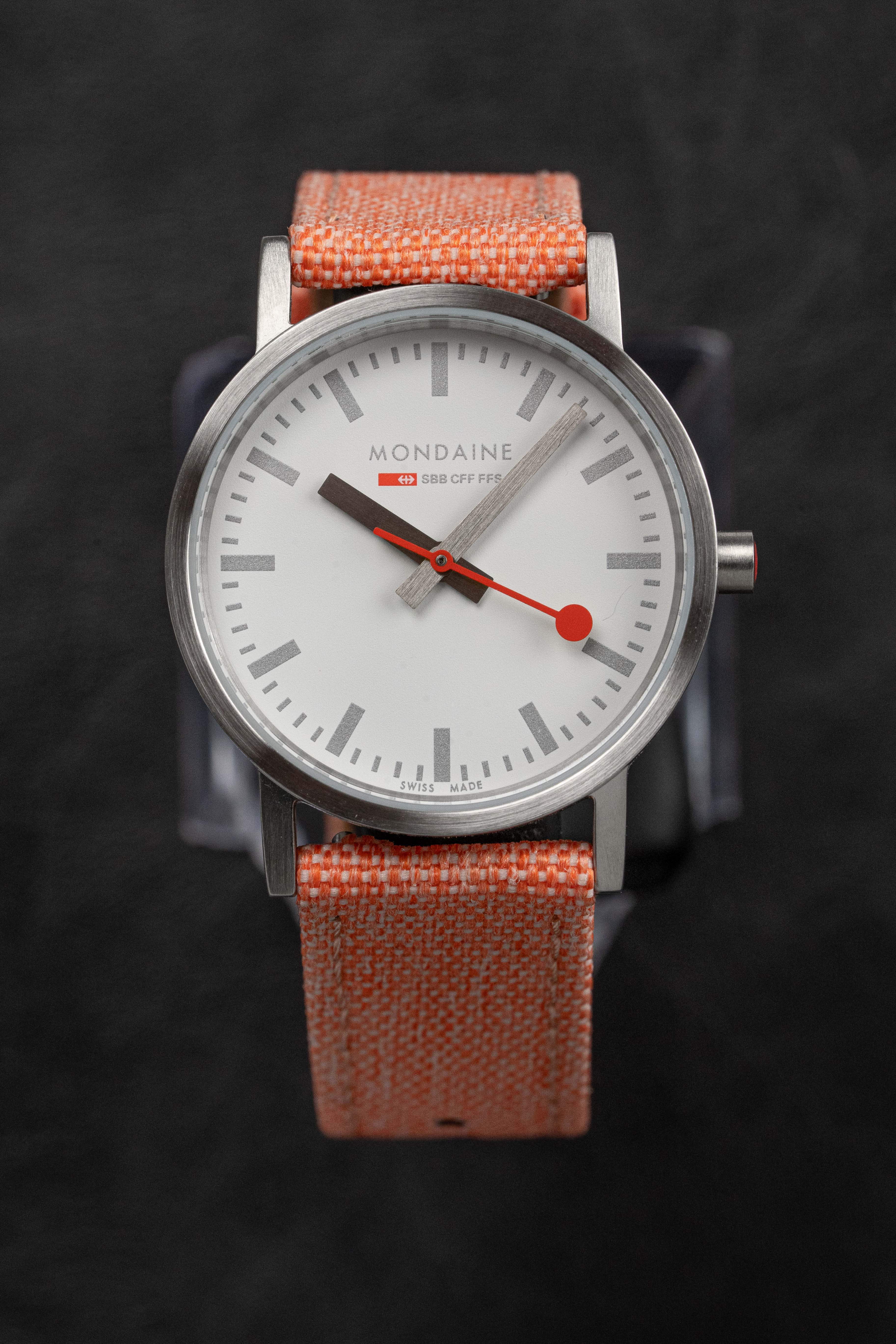 Mondaine Ladies Watch Classic White Orange