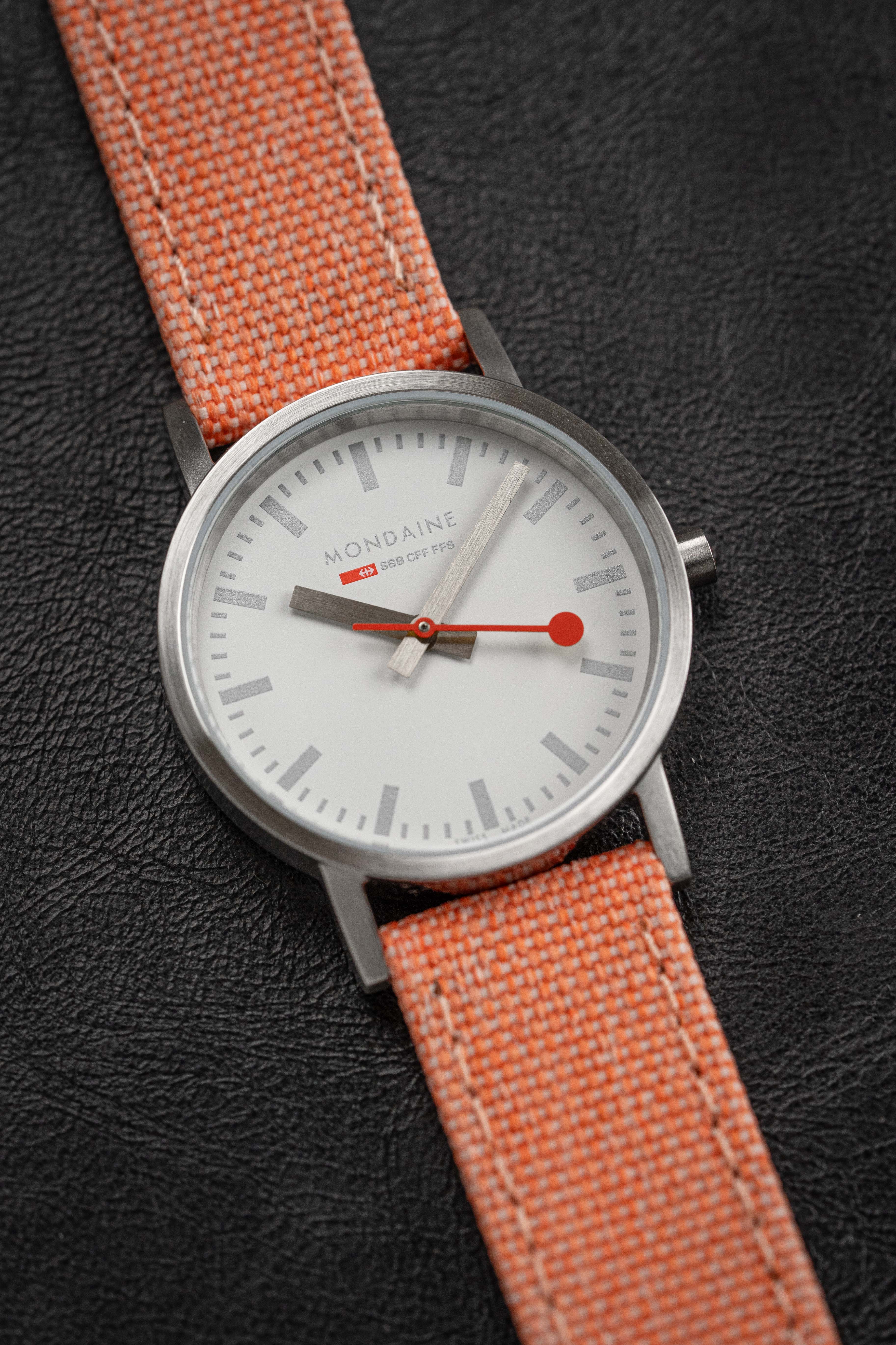 Mondaine Ladies Watch Classic White Orange