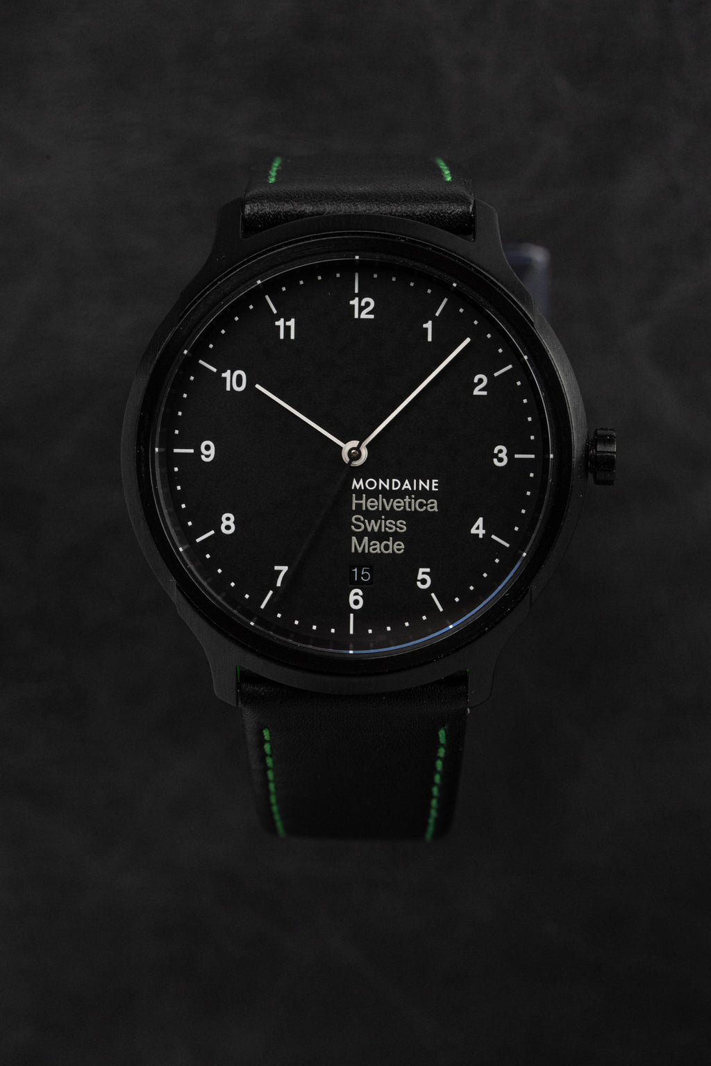Mondaine Watch Helvetica No1 Black Green