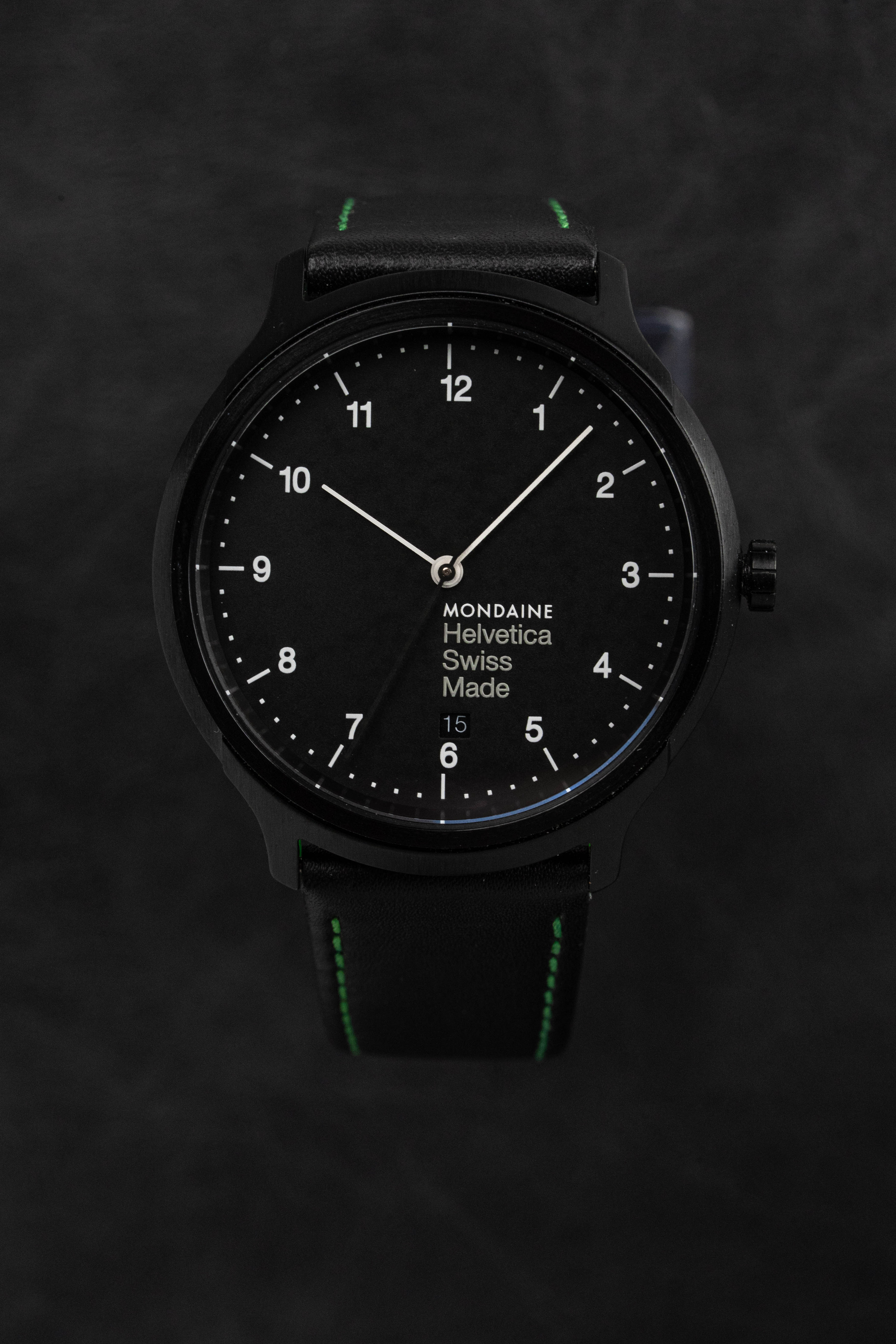 Mondaine Watch Helvetica No1 Black Green