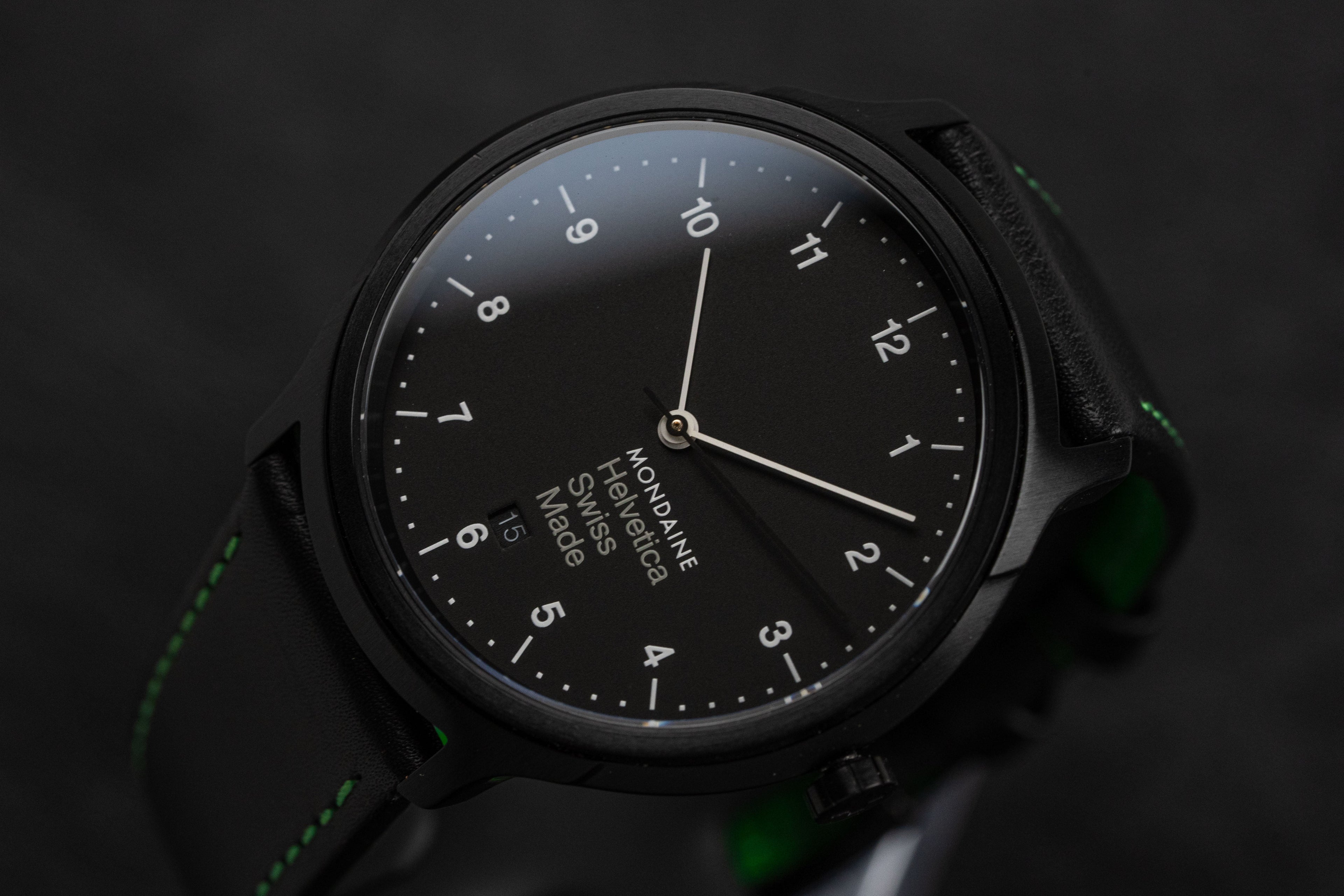 Mondaine Watch Helvetica No1 Black Green