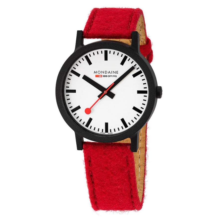 Mondaine Watch Essence Black Red
