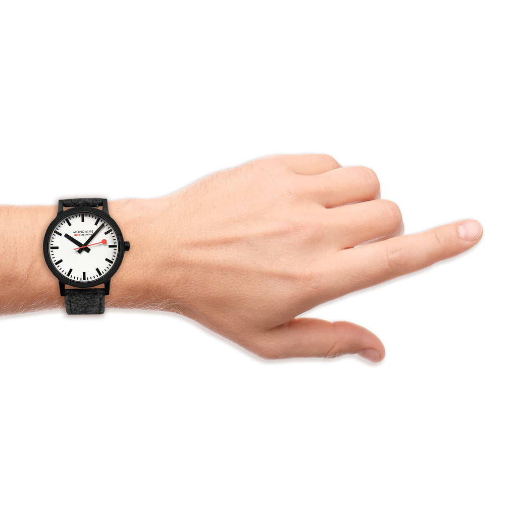 Mondaine Watch Essence Black Grey