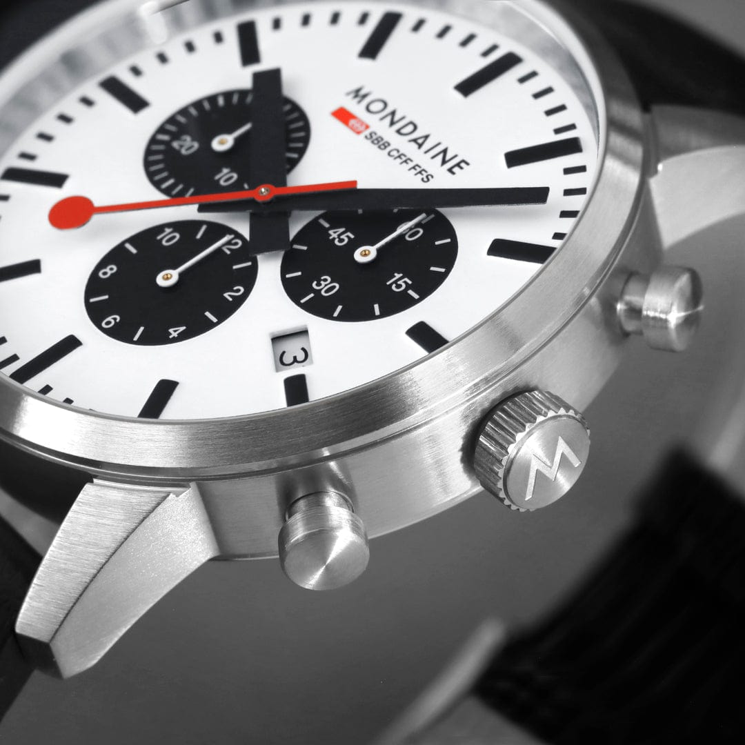 Mondaine Neo Swiss Chronograph Watch 41mm Panda Dial
