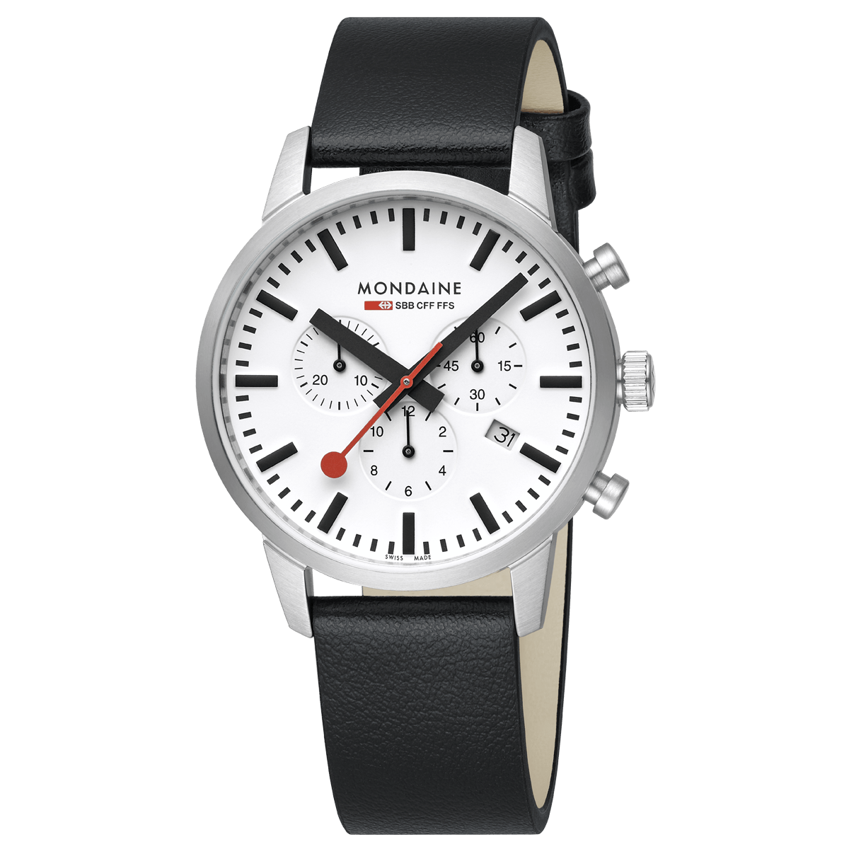 Mondaine Neo 41mm Swiss Chronograph Watch White Dial