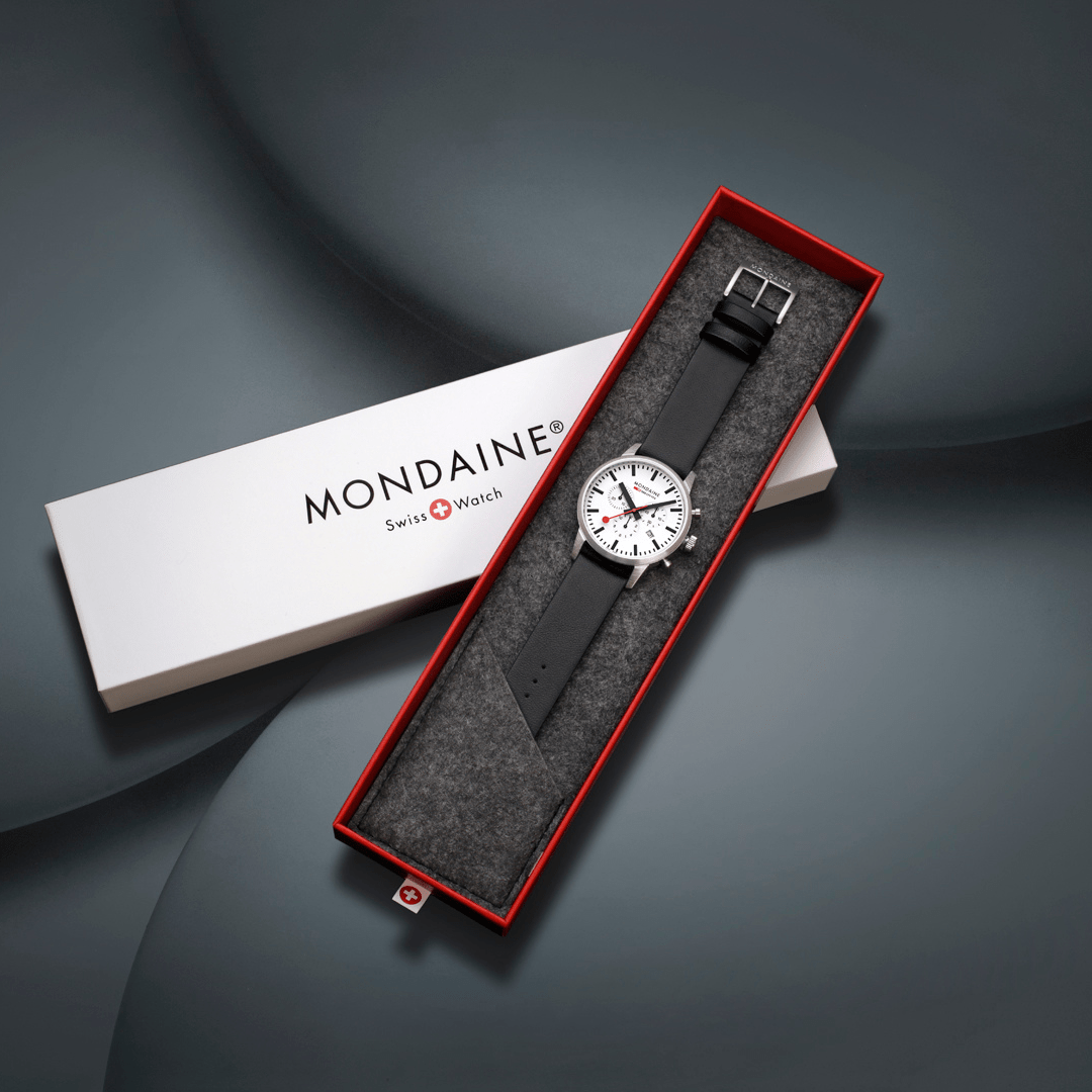Mondaine Neo 41mm Swiss Chronograph Watch White Dial