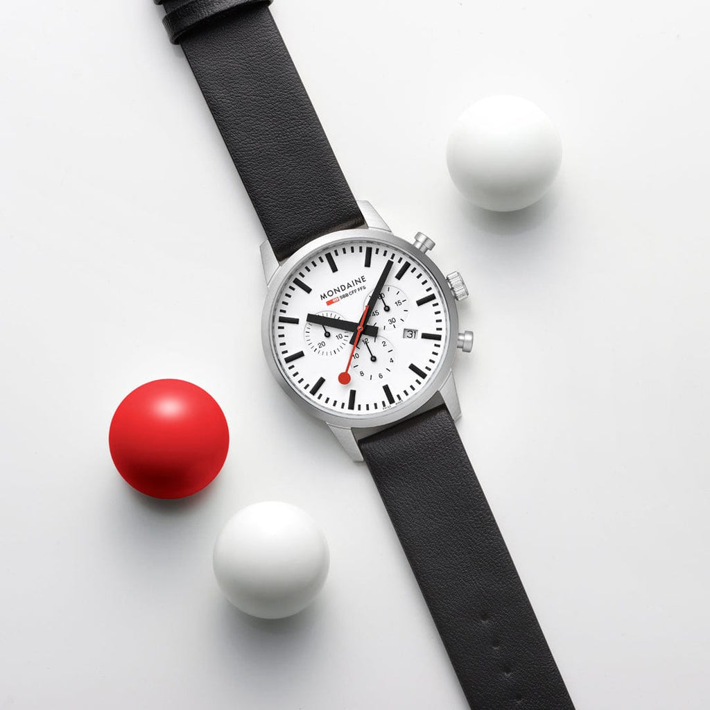Mondaine Neo 41mm Swiss Chronograph Watch White Dial