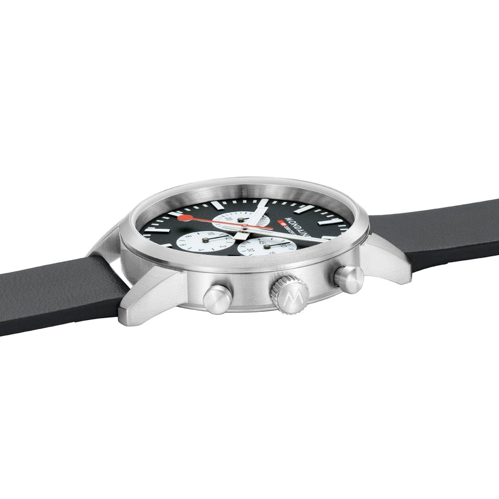 Mondaine Neo 41mm Chronograph Watch Black Dial