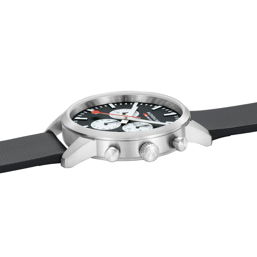 Mondaine Neo 41mm Chronograph Watch Black Dial