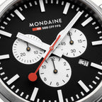 Mondaine Neo 41mm Chronograph Watch Black Dial