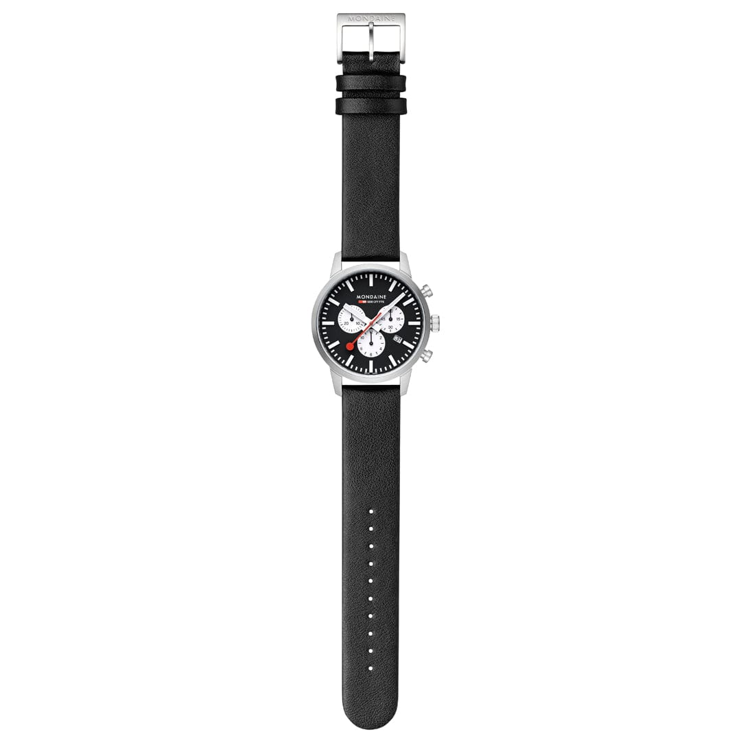 Mondaine Neo 41mm Chronograph Watch Black Dial