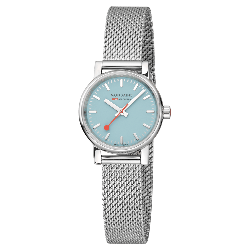 Mondaine evo2 Turquoise Dial Stainless Steel 26mm Watch