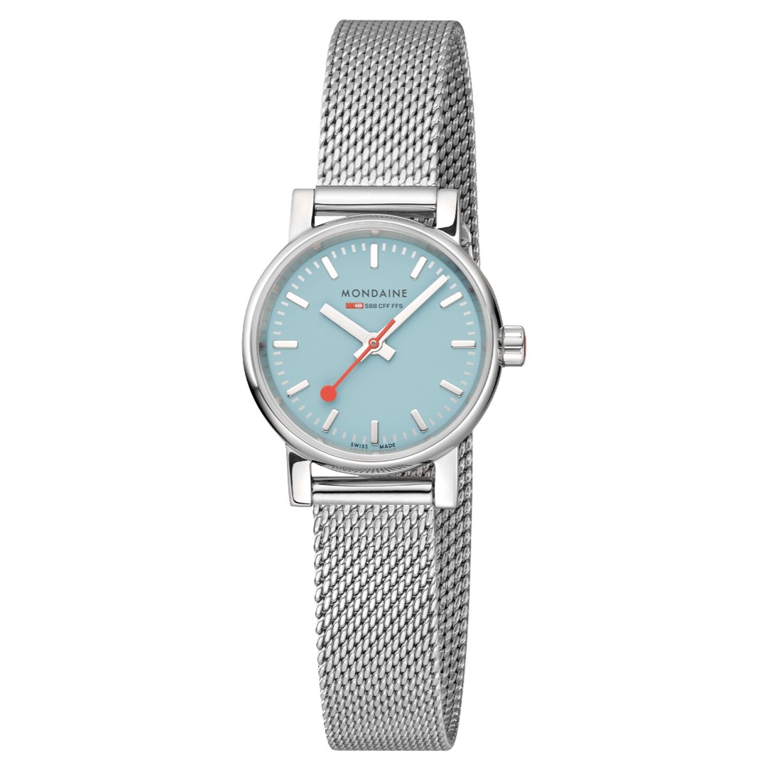 Mondaine evo2 Turquoise Dial Stainless Steel 26mm Watch