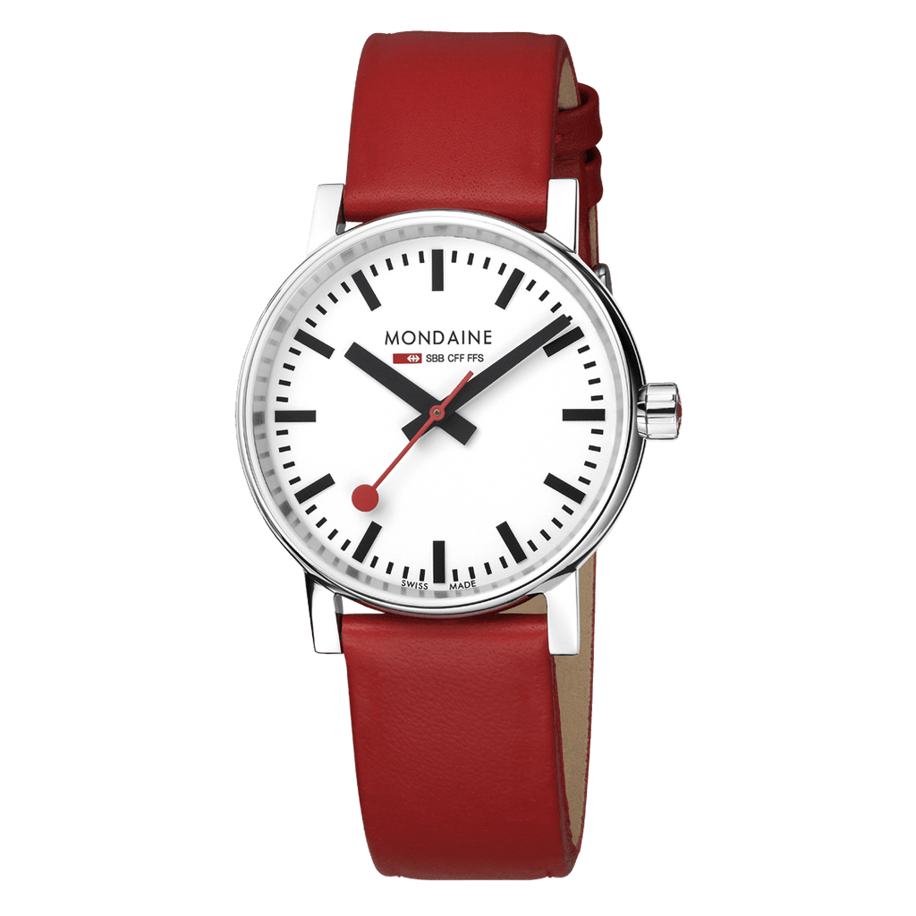 Mondaine evo2 Red Vegan Leather 35mm Watch