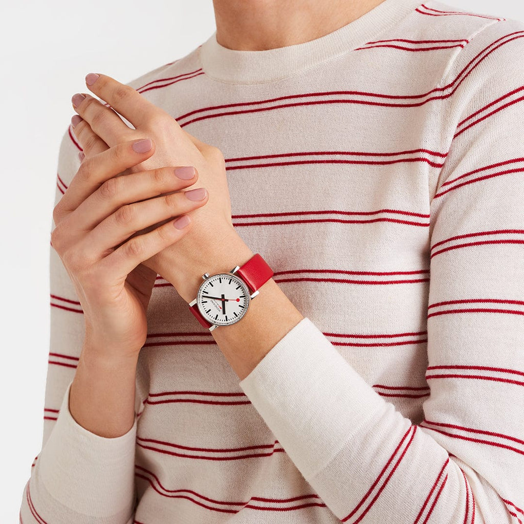 Mondaine evo2 Red Vegan Leather 35mm Watch