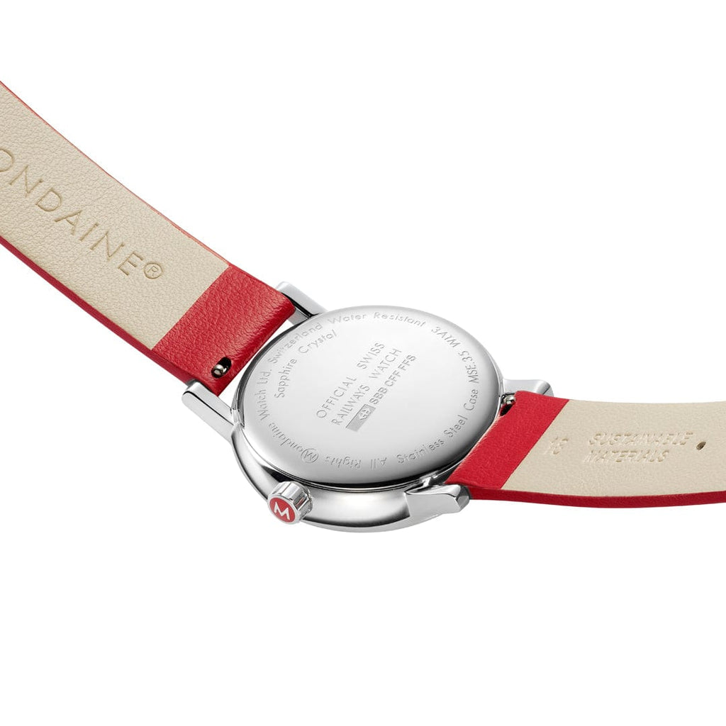 Mondaine evo2 Red Vegan Leather 35mm Watch