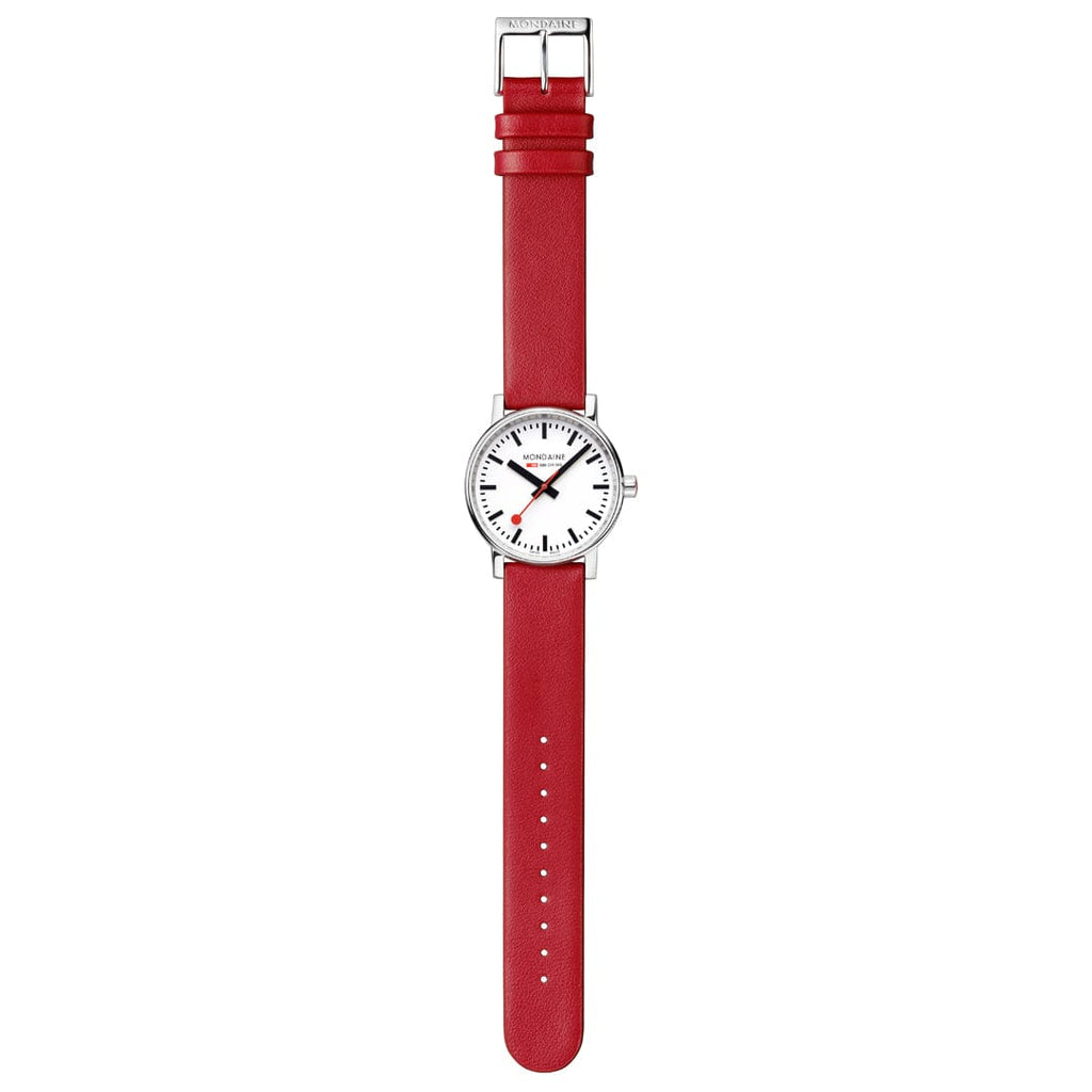 Mondaine evo2 Red Vegan Leather 35mm Watch