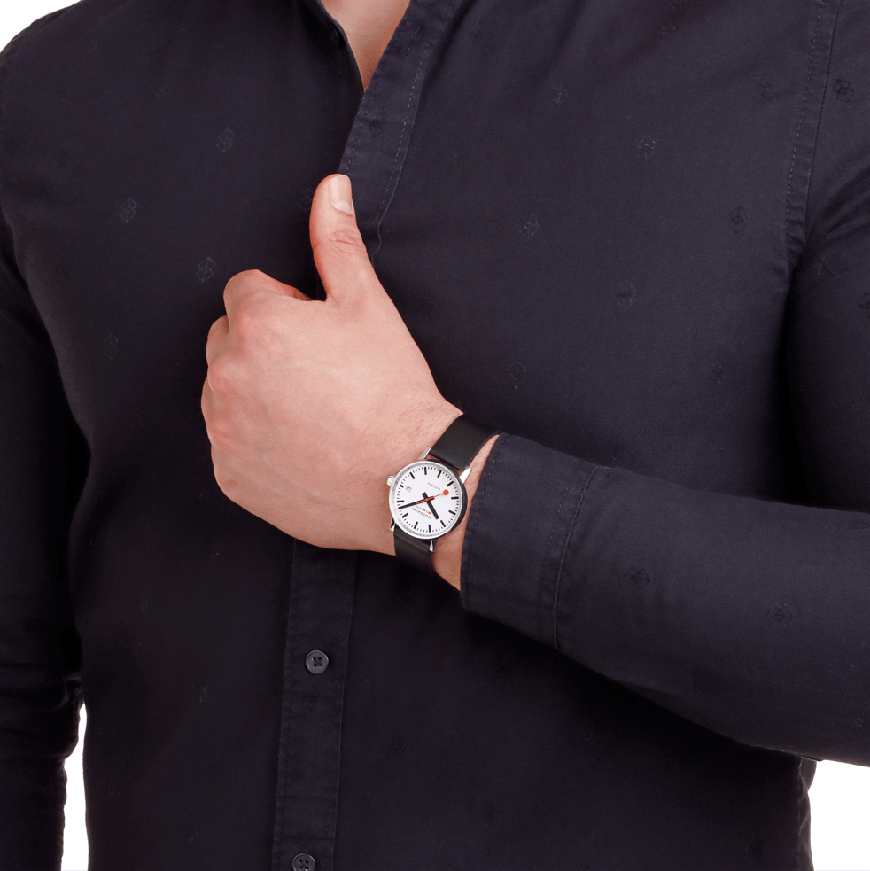 Mondaine evo2 Automatic Black Vegan Leather 35mm Watch