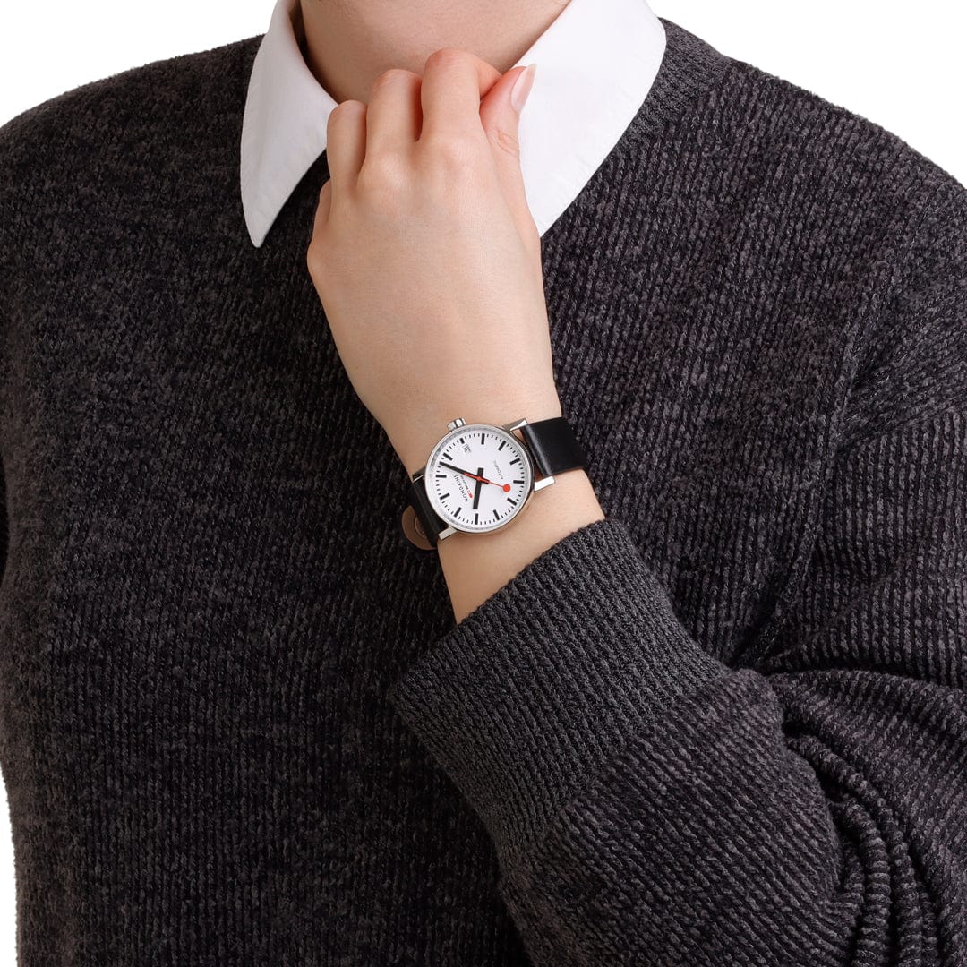 Mondaine evo2 Automatic Black Vegan Leather 35mm Watch