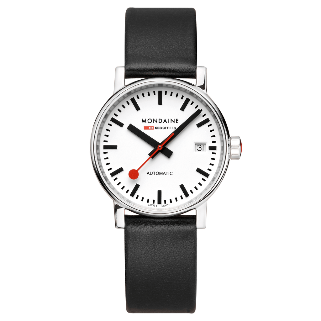 Mondaine evo2 Automatic Black Vegan Leather 35mm Watch
