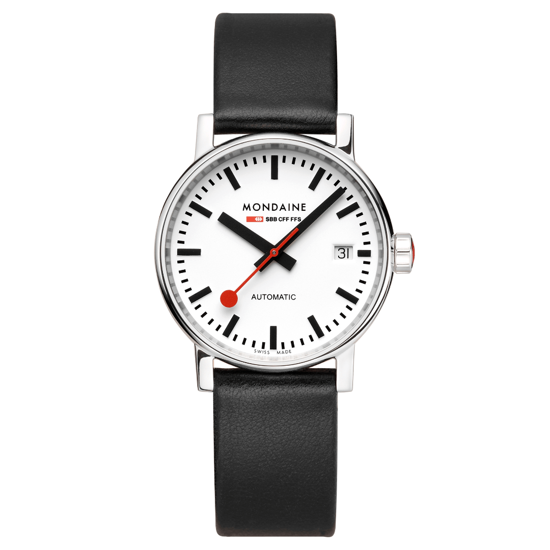 Mondaine evo2 Automatic Black Vegan Leather 35mm Watch